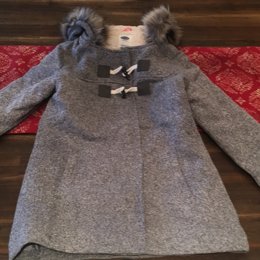 Girls plus size 10/12 gray winter dress coat